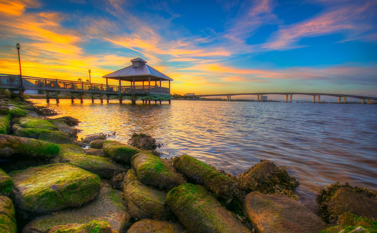 Sunset view from the Daytona Beach pier in Florida