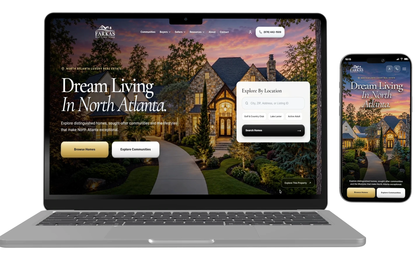ATL Dream Living website on a laptop and phone